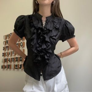 Vintage Silk Ruffle Blouse